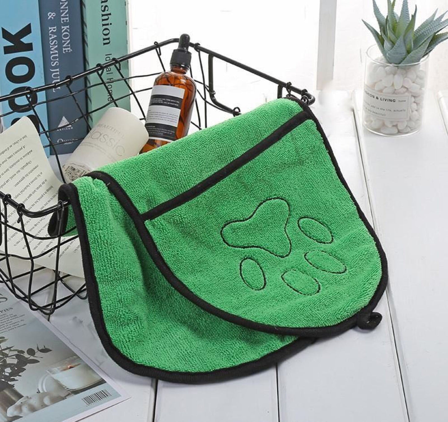 BeNat Pets. Dog Bath Towel Double Drop Pocket Design-3